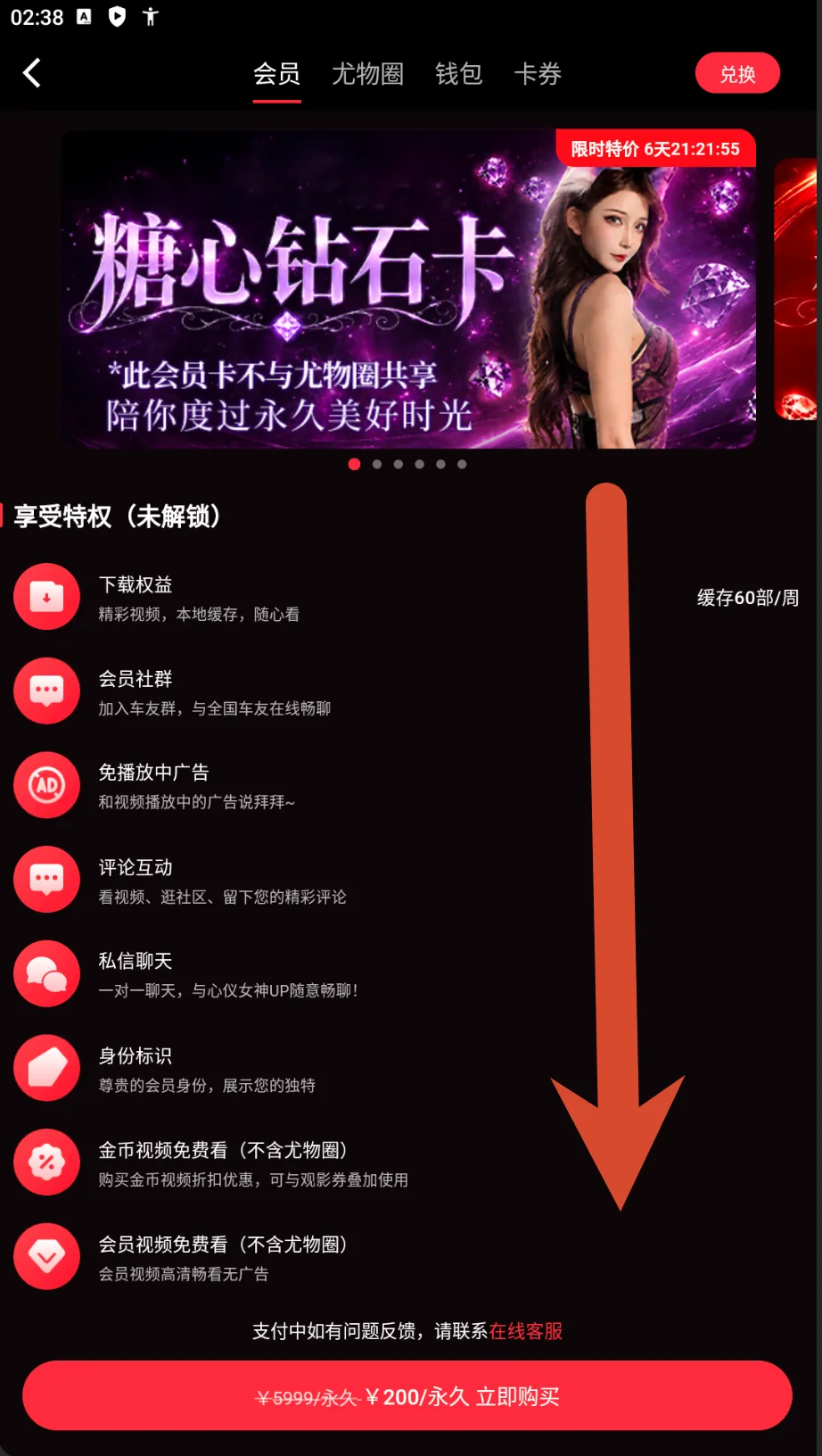 糖心Vlog钻石会员卡价格截图