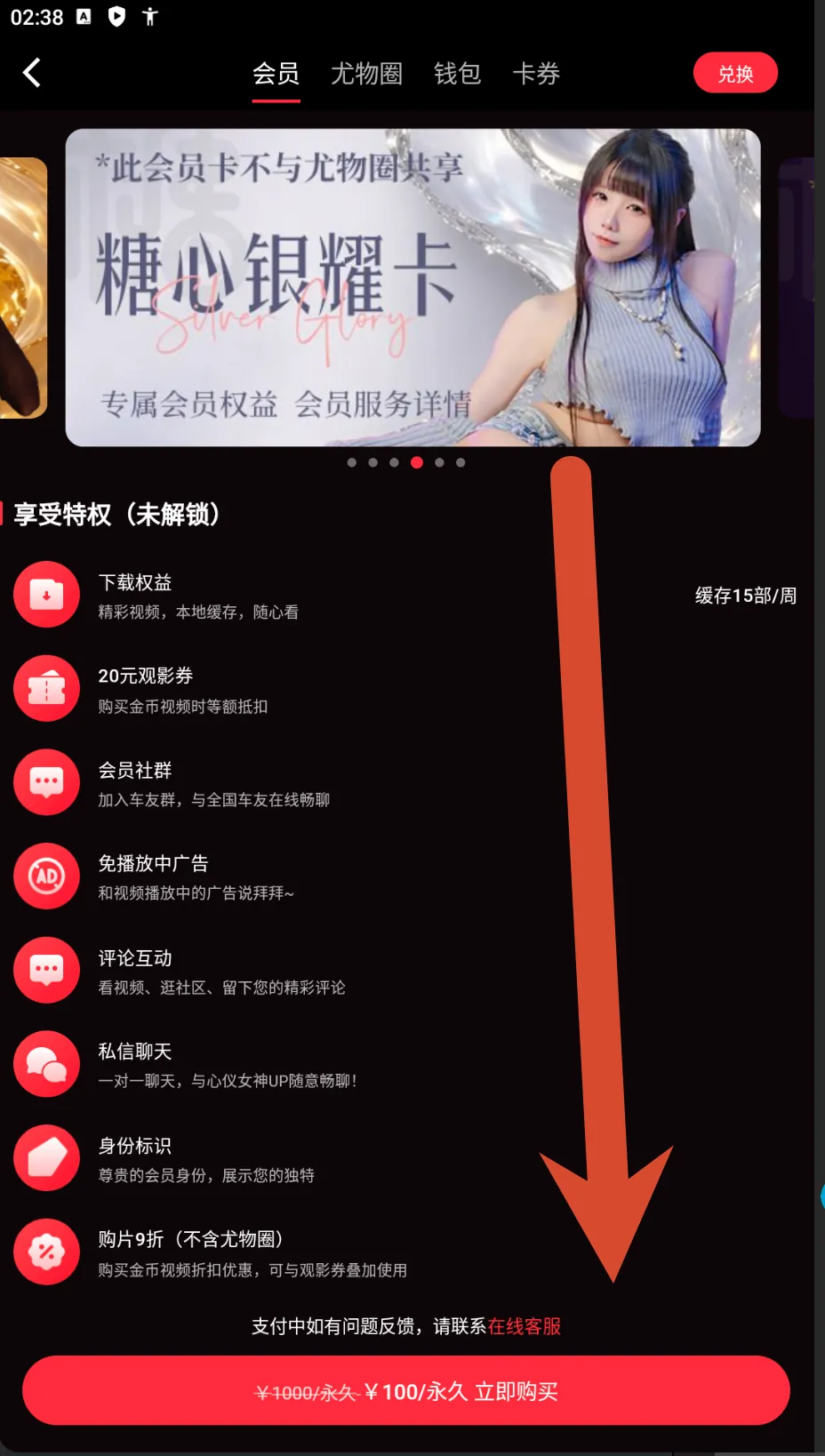 糖心Vlog银耀会员卡价格截图